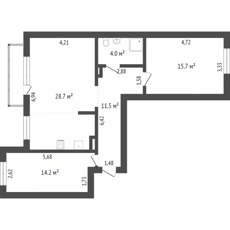 3-к кв. Бурятия, Улан-Удэ ул. Столбовая, 50А (69.5 м) - Фото 2