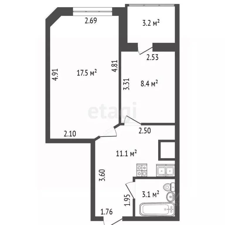 2-к кв. Санкт-Петербург Выборгское ш., 17к2 (40.1 м) - Фото 1