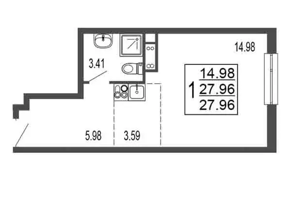 Квартира-студия: Лыткарино, 6-й микрорайон, 15Г (27.96 м) - Фото 0