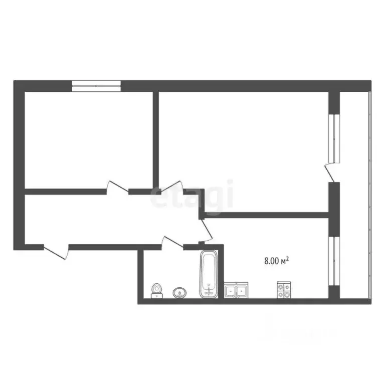 2-к кв. Вологодская область, Харовский муниципальный округ, с. Кумзеро ... - Фото 2