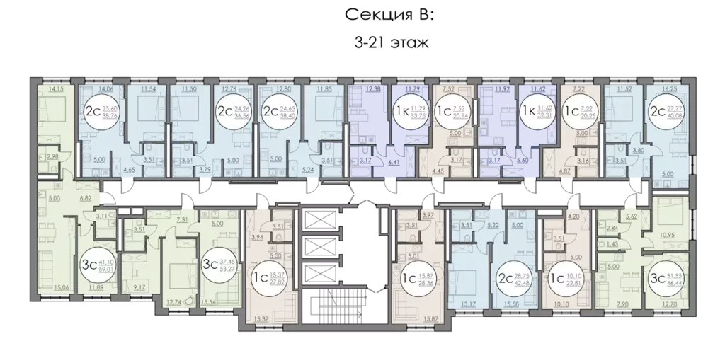 2-к квартира, 42.48 м - Фото 1