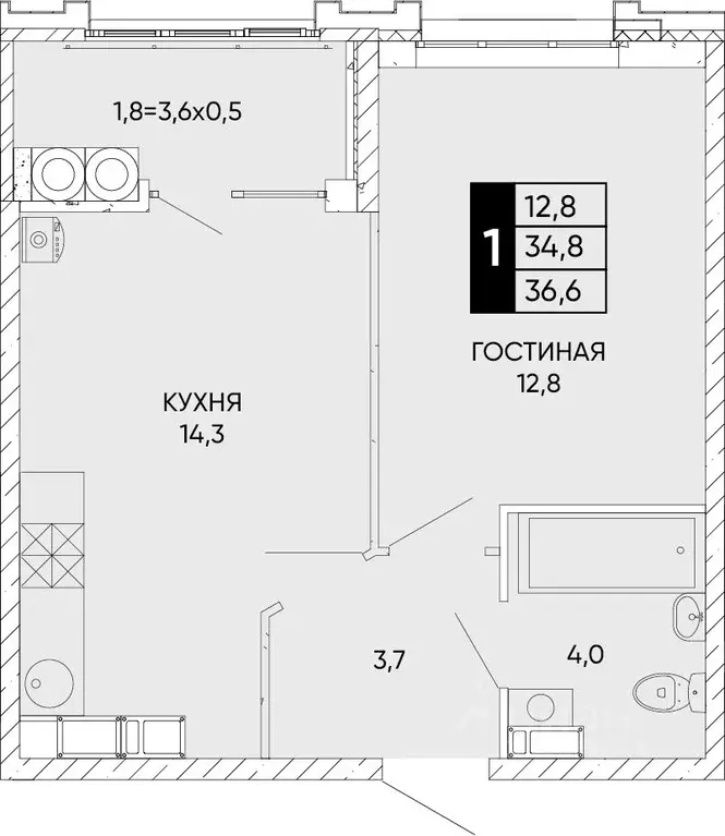 1-к кв. Ростовская область, Ростов-на-Дону Левобережье жилой комплекс ... - Фото 0