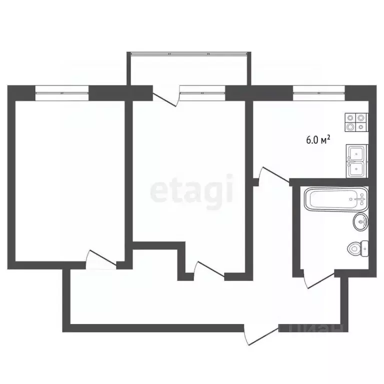 2-к кв. Алтайский край, Барнаул ул. Беляева, 33 (42.0 м) - Фото 2