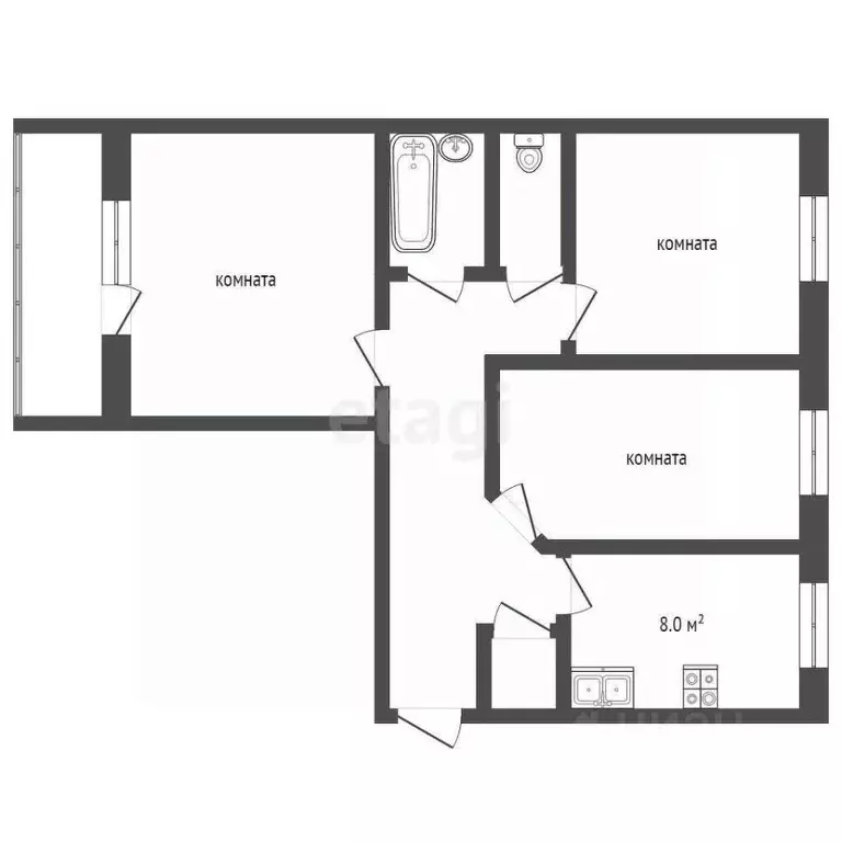 3-к кв. Москва Кировоградская ул., 42К3 (62.8 м) - Фото 1