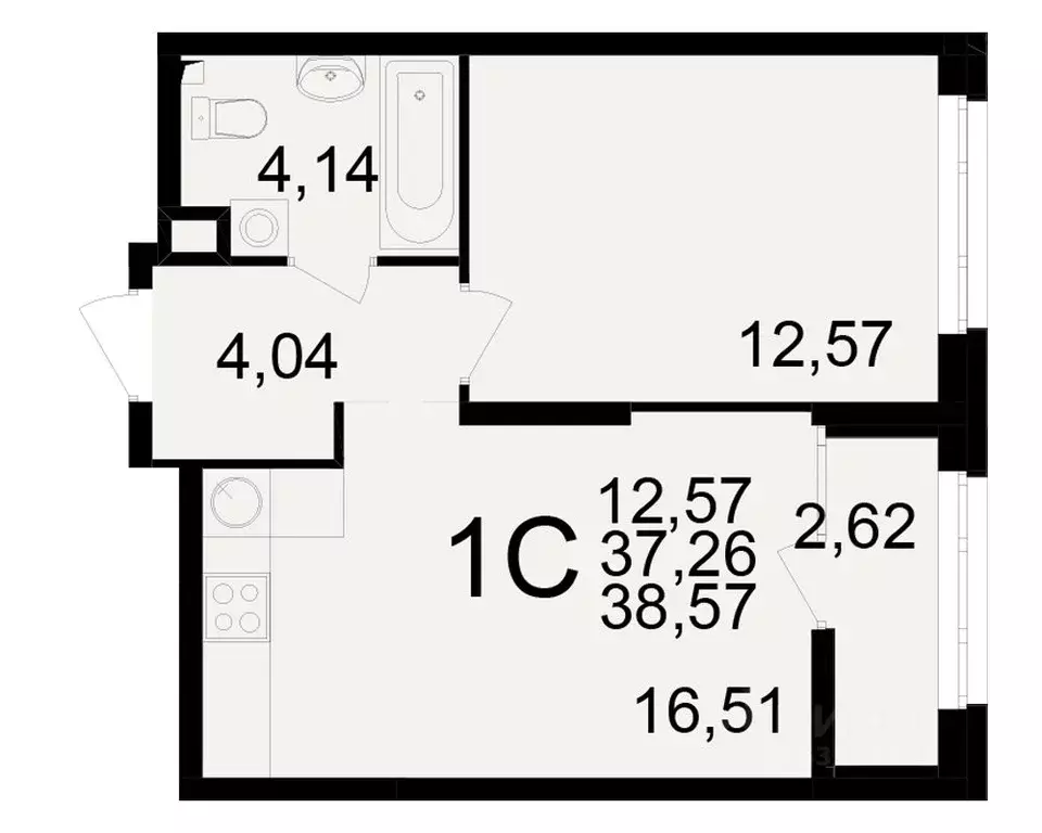 1-к кв. Рязанская область, Рязань Аура жилой комплекс (37.26 м) - Фото 1