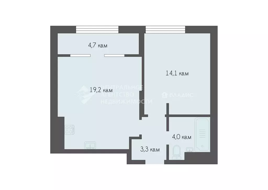 1-комнатная квартира: Рязань, улица Александра Полина, 3 (45.28 м) - Фото 1