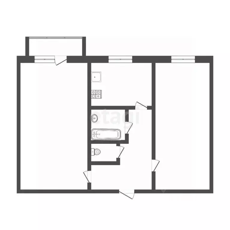 2-к кв. Тюменская область, Тюмень проезд Геологоразведчиков, 22 (43.7 ... - Фото 2