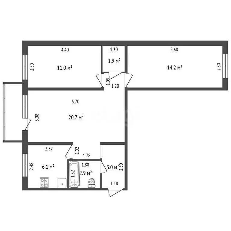 3-комнатная квартира: Салават, бульвар Космонавтов, 18 (60.4 м) - Фото 1