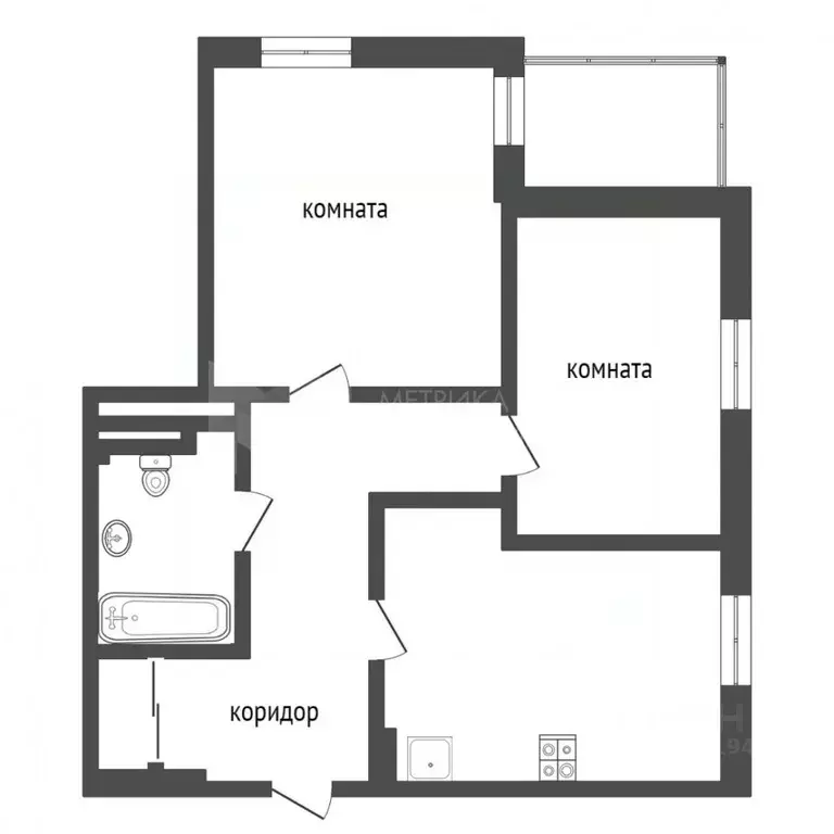 2-к кв. Тюменская область, Тюмень ул. Монтажников, 61 (55.5 м) - Фото 2