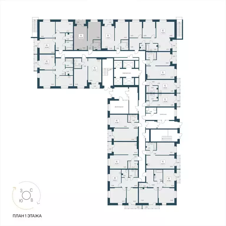 1-комнатная квартира: Новосибирск, улица Дуси Ковальчук, 385 (42.36 м) - Фото 1