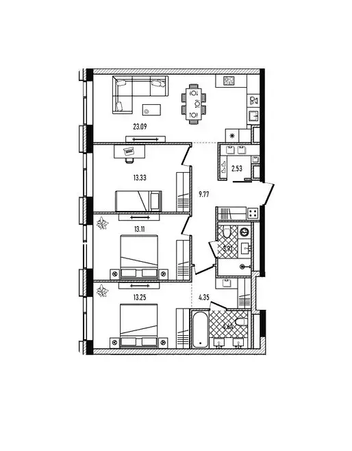 Продаётся 3-к квартира, 87.78 м - Фото 0
