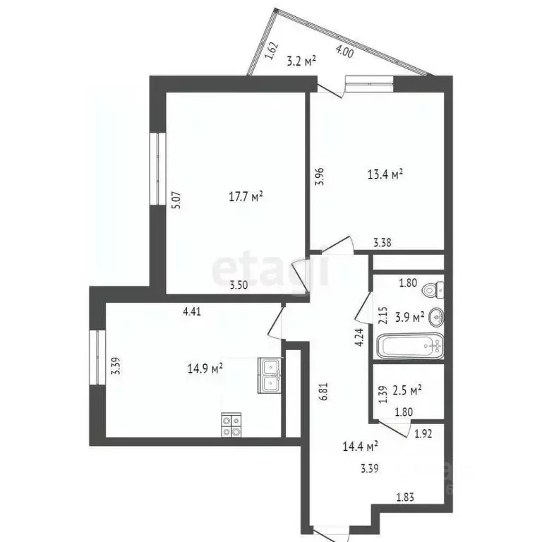 2-к кв. Московская область, Химки 9 Мая ул., 12б (66.8 м) - Фото 1