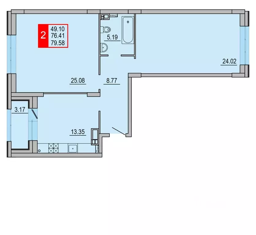 2-к кв. Тверская область, Тверь Петербургское ш. (79.58 м) - Фото 1