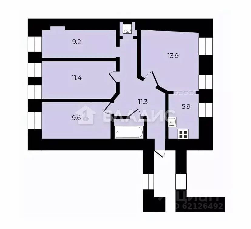 4-к кв. Санкт-Петербург просп. Малый Васильевского острова, 48 (63.6 ... - Фото 2