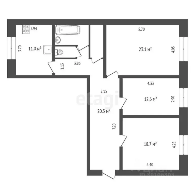 3-к кв. Московская область, Клин Клин-5 городок, ул. Центральная, 44 ... - Фото 2