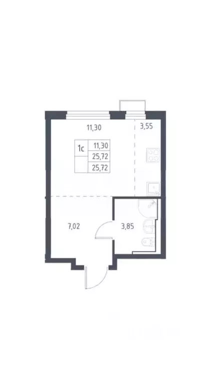 1-к кв. Москва пер. Любучанский, 1к2 (25.7 м) - Фото 2