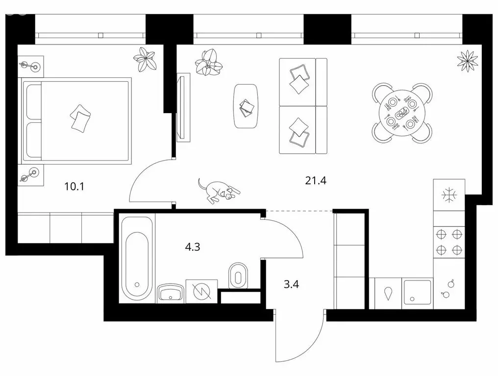 1-комнатная квартира: Москва, ЖК Строгино 360 (39.2 м) - Фото 1