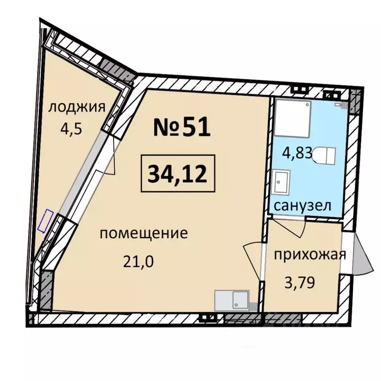 1-к кв. Калининградская область, Балтийск  (34.12 м) - Фото 0