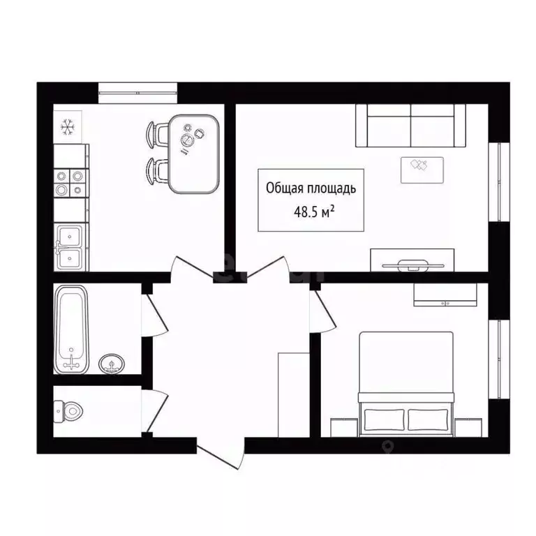 2-к кв. Алтай, Майминский район, с. Майма Подгорная ул. (48.5 м) - Фото 2