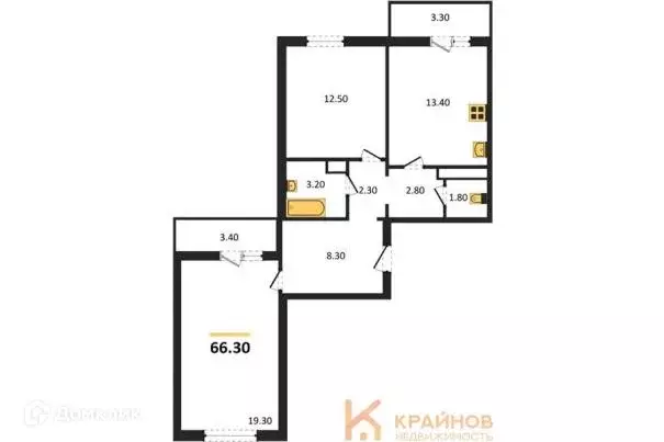 Продаётся 2-к квартира, 66.3 м - Фото 1