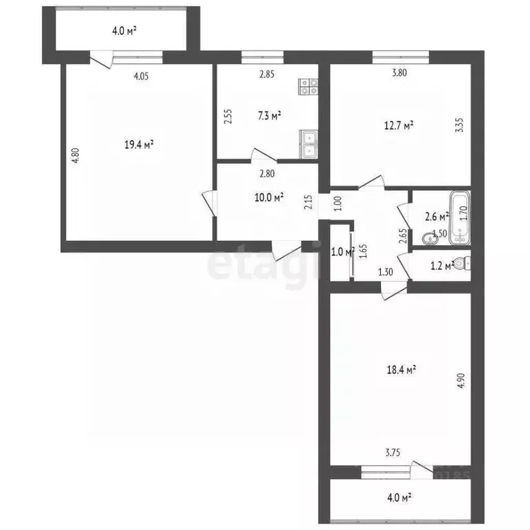 3-к кв. Самарская область, Самара Подшипниковая ул., 26А (72.6 м) - Фото 2