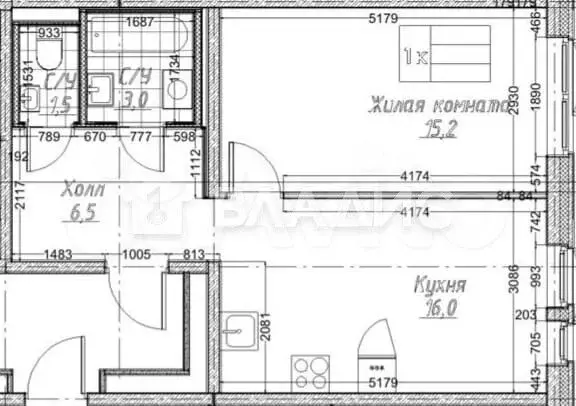 1-к. квартира, 42,1 м, 24/25 эт. - Фото 0
