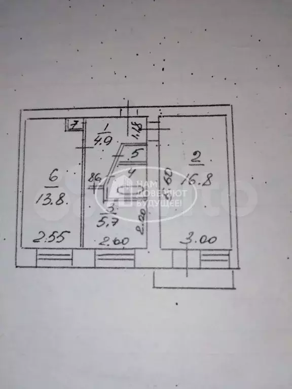 2-к. квартира, 44,9 м, 5/5 эт. - Фото 0