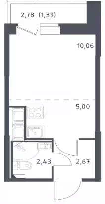 Студия Санкт-Петербург ул. Гудиловская, 9 (21.4 м) - Фото 1