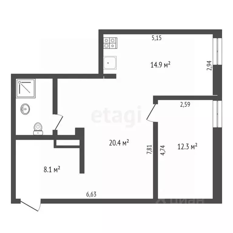2-к кв. Новосибирская область, Новосибирск ул. Щетинкина, 18 (60.3 м) - Фото 1