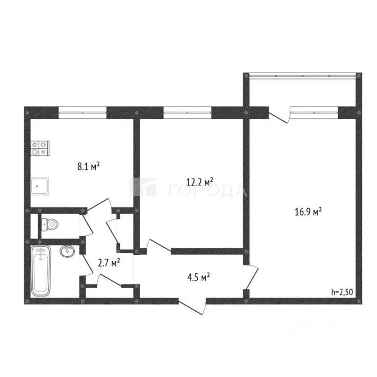 2-к кв. Алтайский край, Барнаул Балтийская ул., 55 (49.1 м) - Фото 2
