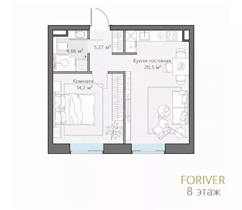 1-к кв. Москва ул. Эдуарда Стрельцова, 2к1 (44.7 м) - Фото 1