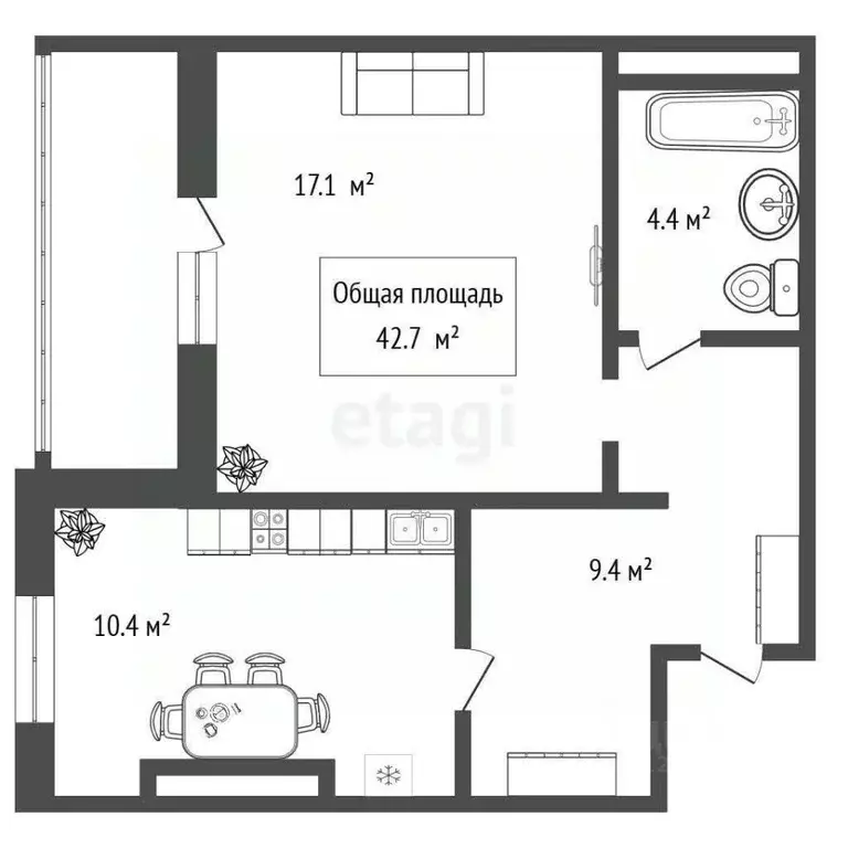 1-к кв. Новосибирская область, Новосибирск ул. Николая Сотникова, 36 ... - Фото 2