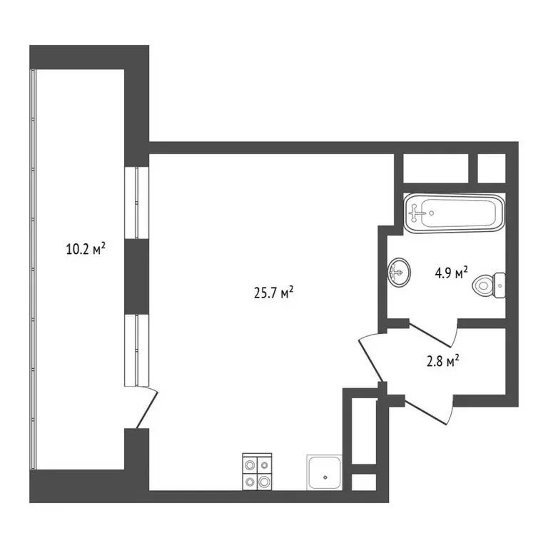 1-комнатная квартира: Тюмень, улица Мельникайте, 2к17 (33.7 м) - Фото 1