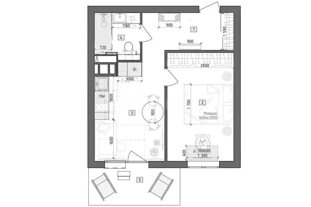 1-комнатная квартира: Курган, улица Карельцева, 107 (38 м) - Фото 1