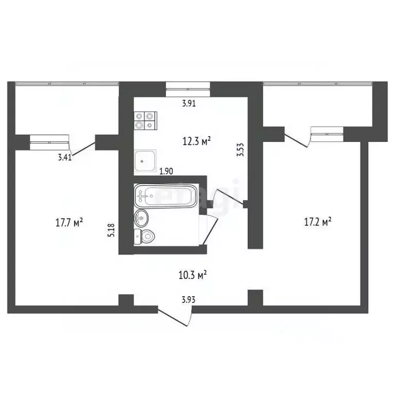 2-к кв. Тюменская область, Тюмень Минская ул., 65к1 (60.3 м) - Фото 1