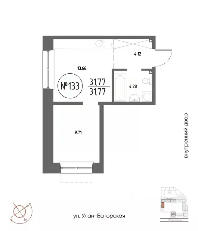1-к кв. Иркутская область, Иркутск Макс жилой комплекс (31.77 м) - Фото 1