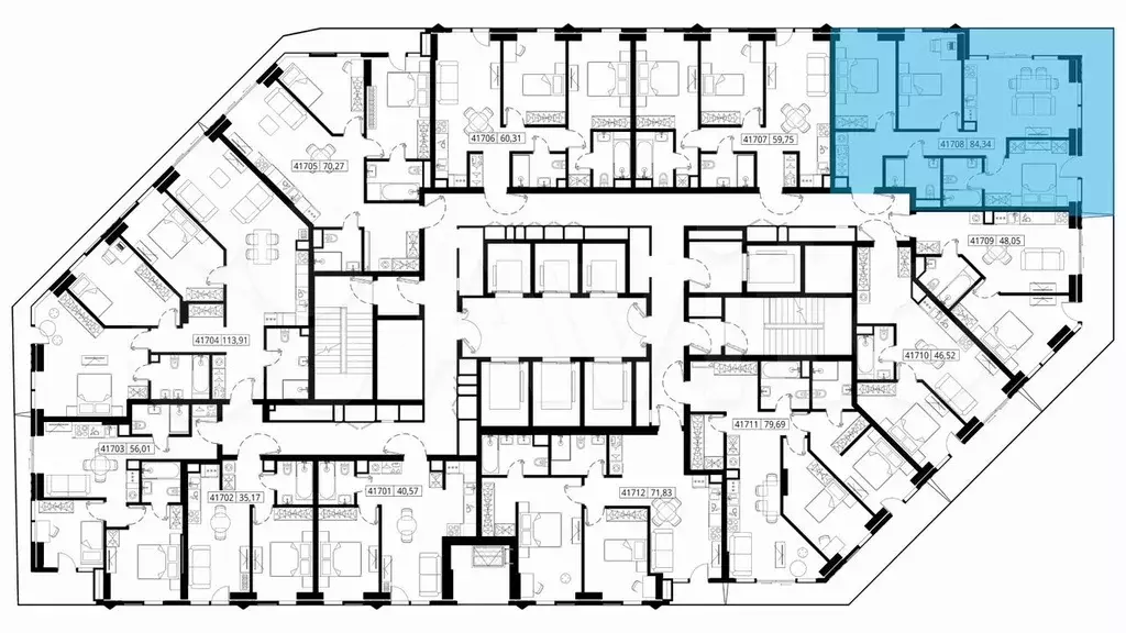 3-к. квартира, 84,8 м, 17/46 эт. - Фото 1