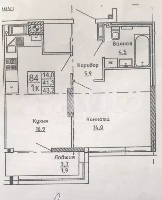 1-к. квартира, 45 м, 4/12 эт. - Фото 0