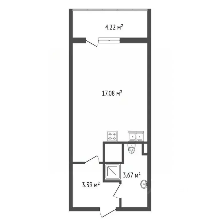 Студия Санкт-Петербург просп. Ветеранов, 171к4 (23.8 м) - Фото 1