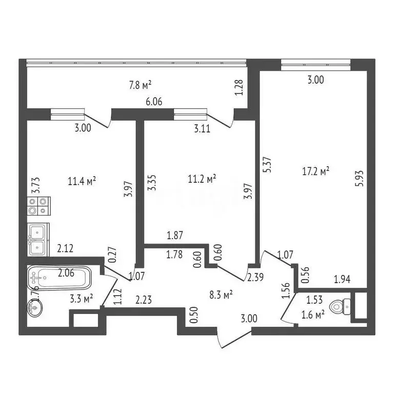 2-комнатная квартира: Санкт-Петербург, улица Чирикова, 5 (56.99 м) - Фото 0