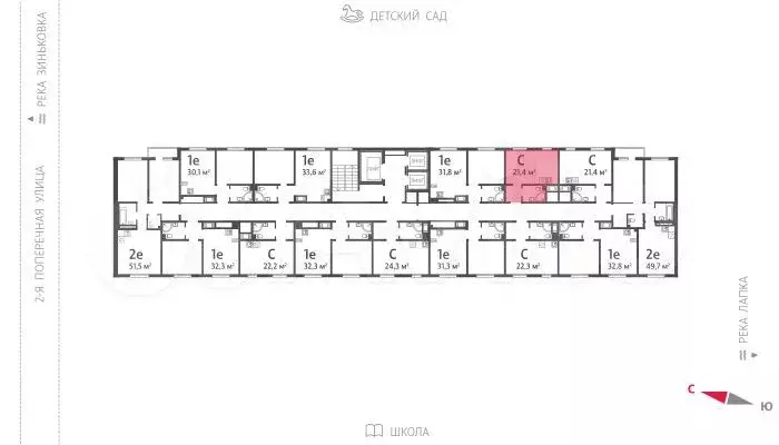 Квартира-студия, 21,4 м, 11/14 эт. - Фото 1
