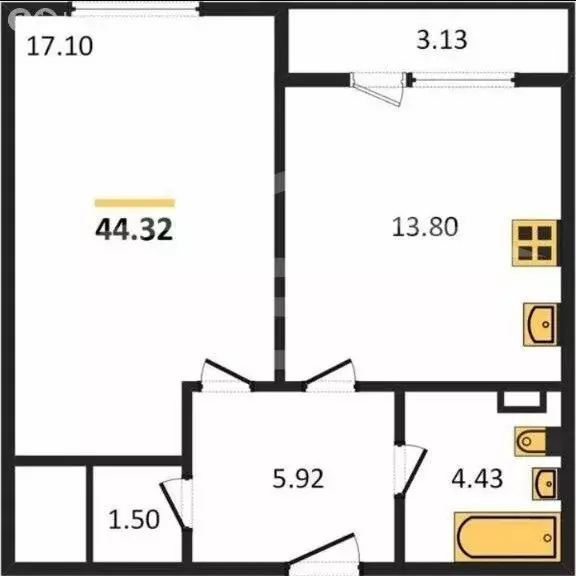1-комнатная квартира: Воронеж, улица Независимости, 78к3 (44.32 м) - Фото 1