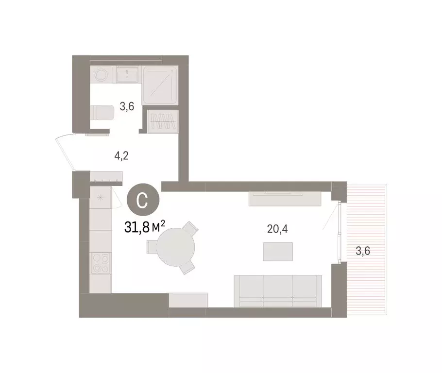 Квартира-студия: Челябинская область, Сосновский муниципальный округ, ... - Фото 2