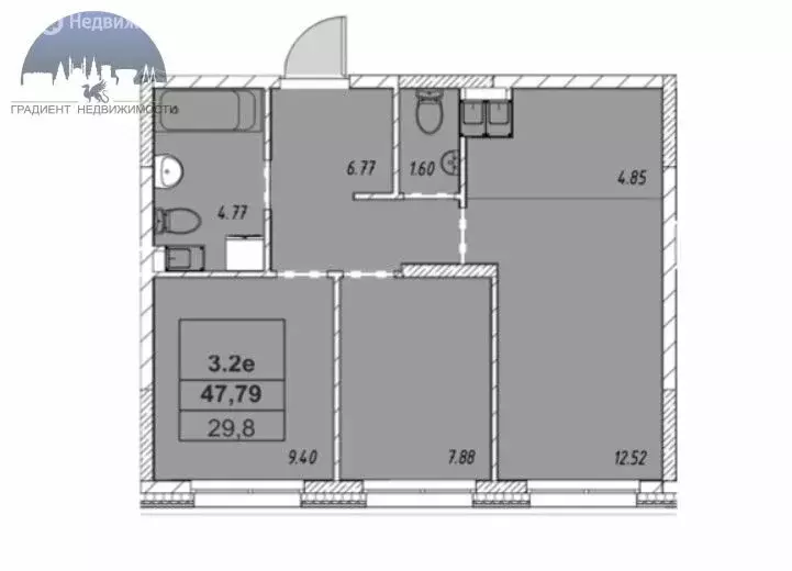 3-комнатная квартира: Казань, улица Рауиса Гареева, 113 (48 м) - Фото 0