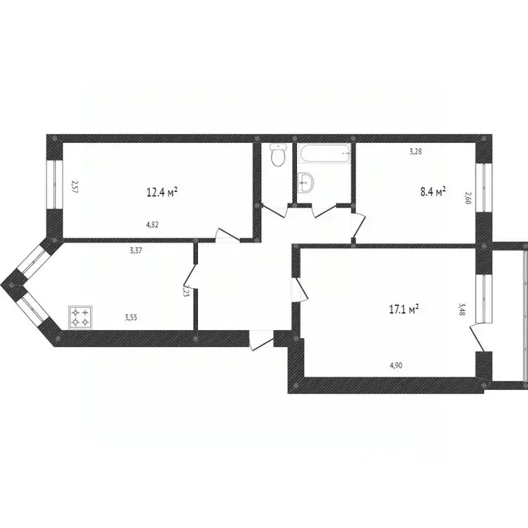 3-к кв. Белгородская область, Белгород ул. Губкина, 18г (62.0 м) - Фото 2
