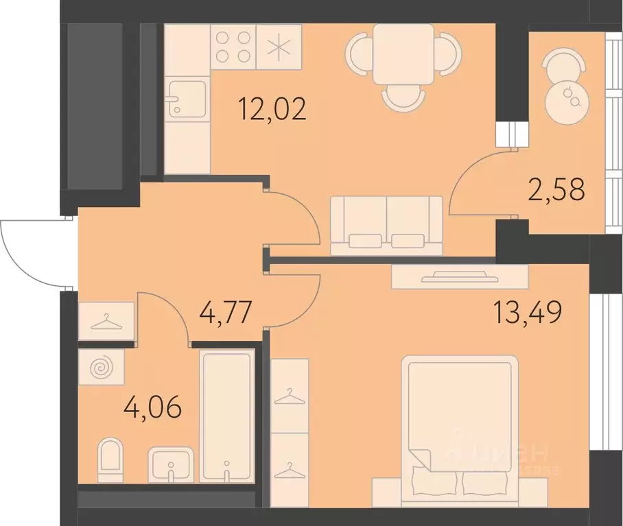 1-к кв. Свердловская область, Екатеринбург ул. Академика Парина, 25 ... - Фото 1