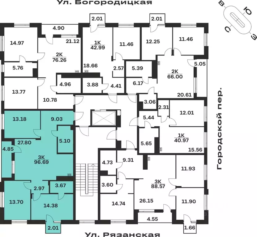 3-к кв. Тульская область, Тула ул. Богородицкая, 8В (96.69 м) - Фото 1