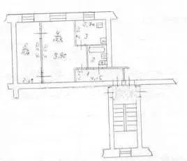 2-к. квартира, 43,6 м, 3/3 эт. - Фото 0