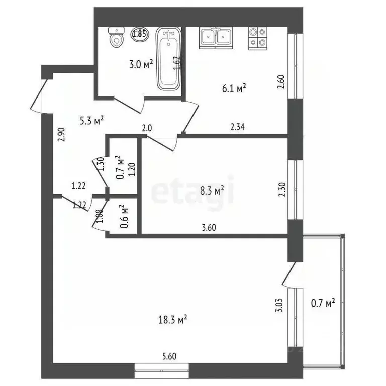 2-к кв. Калининградская область, Калининград ул. Черняховского, 76Б ... - Фото 2