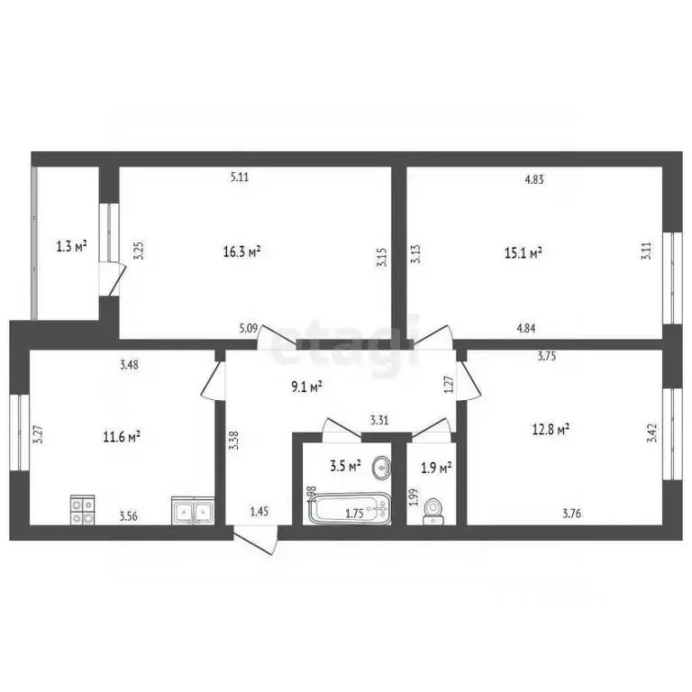 3-к кв. Мордовия, Саранск ул. Победы, 25Б (71.6 м) - Фото 1